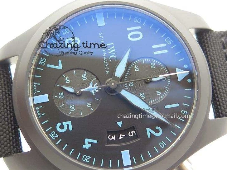 MIROTIME 0404 Comfortable Pilot Chrono IW388003 Real Ceramic ZF 1:1 Best Edition On Black Nylon Strap A 7322